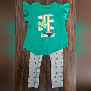 Green Rainbow Clover Top and Leggings Set